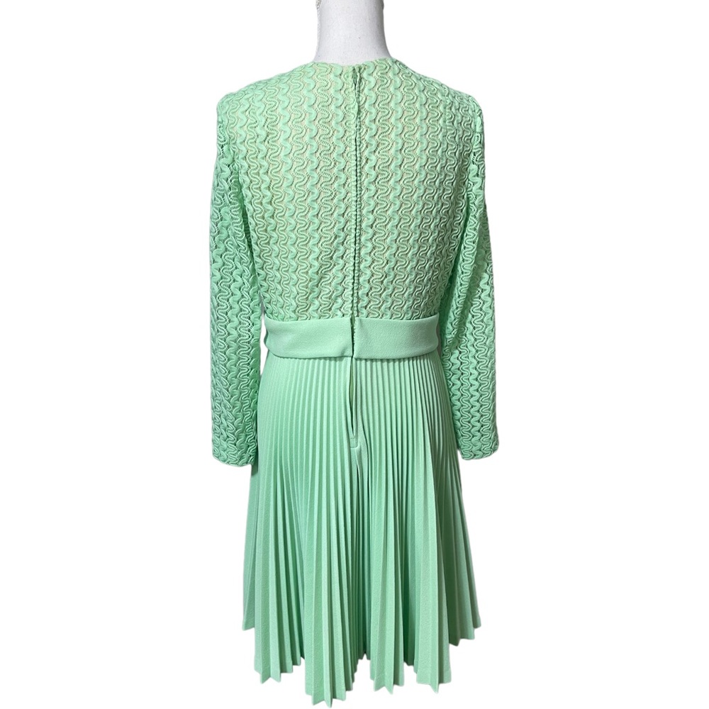 Vintage antique retro chic, mint green woven tea dress - Picture 4 of 4